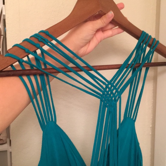 Strappy Teal Maxi Dress - Picture 3 of 3